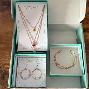 Jbloom Gold and Red Necklace Set with Earrings and Bracelet
